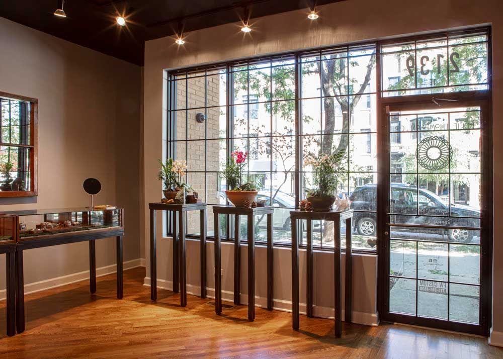 Interior of jewelry designer Ellie Thompson's storefront in the Roscoe Village neighborhood of Chicago