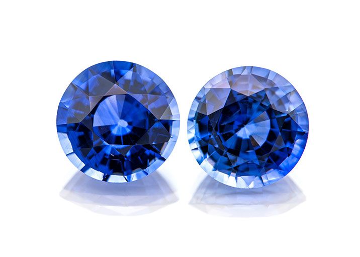 pair of round blue sapphire gemsontes